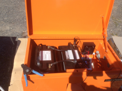 Batteries and regulator for a solar powered CP unit